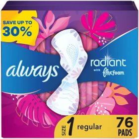 Always Ultra Thin Overnight Pads with Flexi-Wings, Unscented - Size 4 (80  ct.)