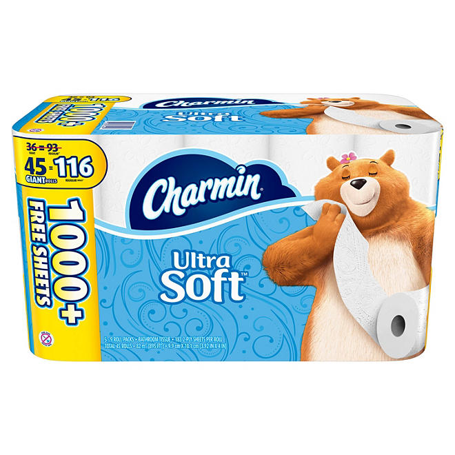 Charmin Ultra Soft Toilet Paper Giant Roll Bonus Pack (45 ct,)