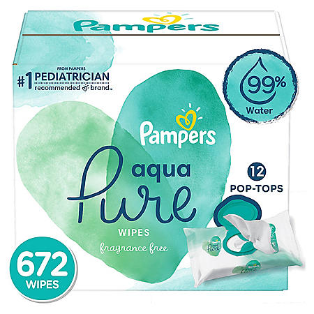 Pampers Aqua Pure Sensitive Baby Wipes 12x Pop-Top 672 Count