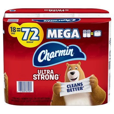 Charmin Ultra Strong Toilet Paper (286 sheets/roll, 18 Mega rolls ...