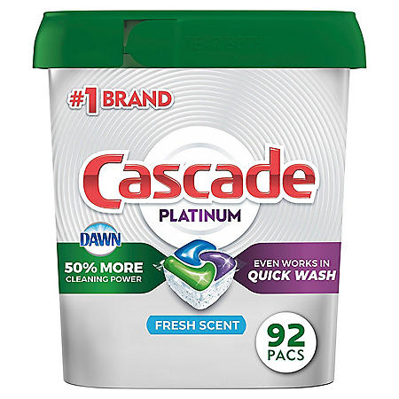 Cascade Platinum ActionPacs, Dishwasher Detergent Pods, Fresh Scent (92 ct.) - Sam's Club