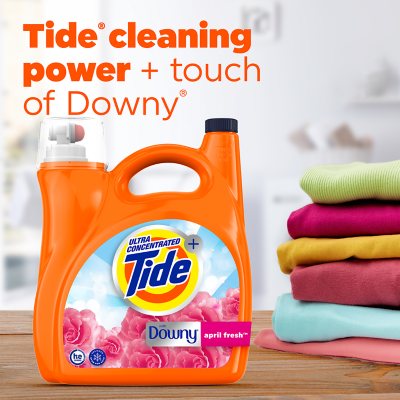 Tide Liquid Laundry Detergent with a Touch of Downy, April Fresh, 100  loads, 154 fl oz, HE Compatible