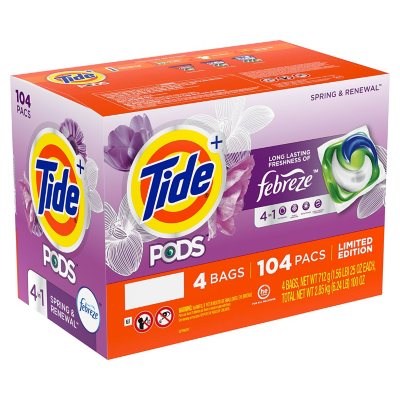 Tide PODS + Febreze Liquid Laundry Detergent Pacs, Spring & Renewal (104  ct.) - Sam's Club