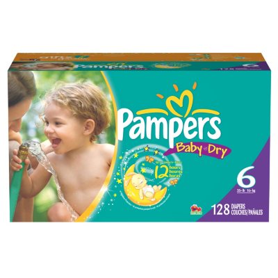 Pampers Baby-Dry Disposable Diapers Size 6, 128 Count, ECONOMY PACK PLUS