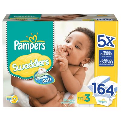 Pampers Swaddlers Diapers, Size 3 (16-28 lbs.), 164 ct. - Sam's Club