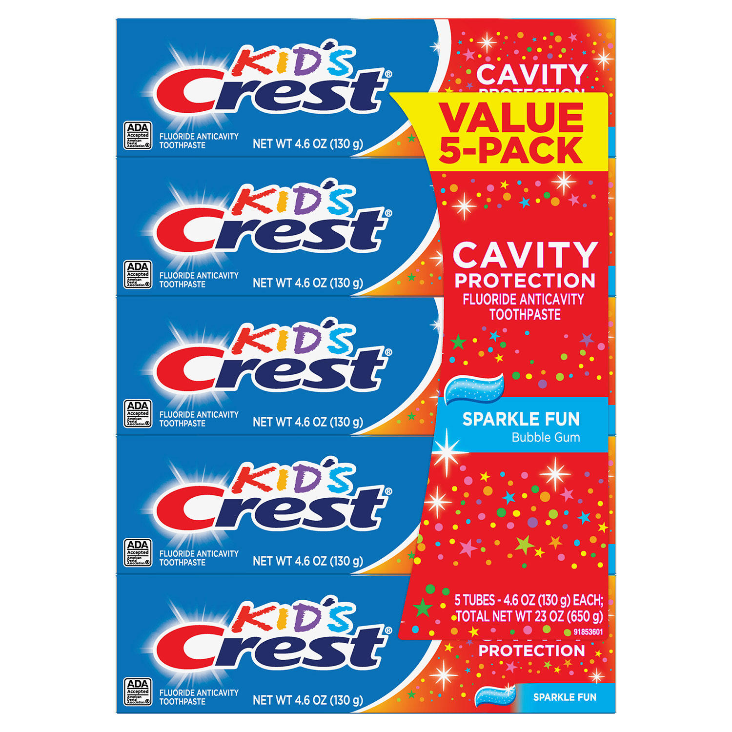 5-Pack Crest Kids Cavity Protection Toothpaste, 4.6 oz