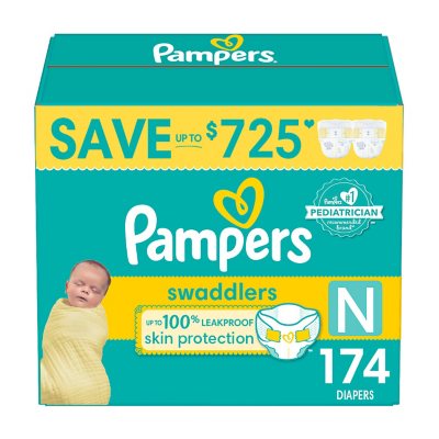 Packaging May Vary Giant Pack Baby Diapers Newborn/Size 0 10 lb 120 Count Pampers Swaddlers 
