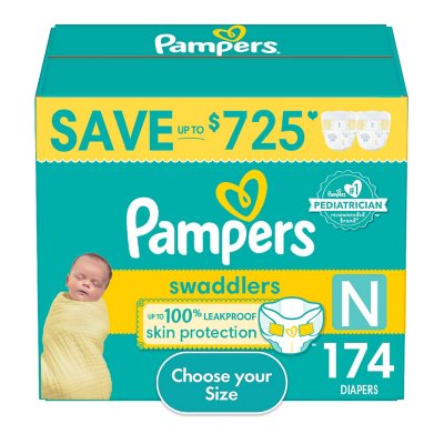 Caja De Pañales Pampers Swaddlers (162 Unidades), Tamaño Recién