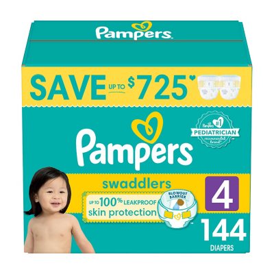 Economy Pack Plus Pampers Diapers Size 4 Swaddlers Disposable Baby Diapers 140 Count