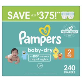 Pampers Baby-Dry Leakproof Diapers (Sizes: 1-6)