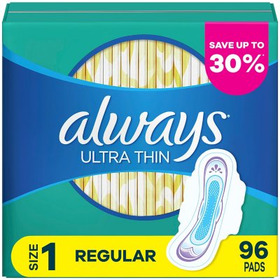 Always Ultra Thin Regular Pads with Flexi-Wings, Unscented - Size 1 (96  ct.) - Sam's Club