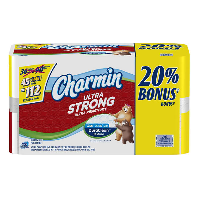 Charmin Ultra Strong Bath Tissue Bonus Pack - 45 Giant Rolls