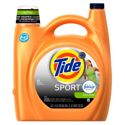 Tide Plus Sport 2x Liquid Detergent with Febreze (156 oz ...