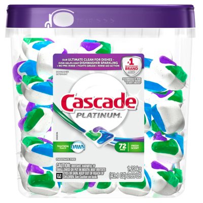 Cascade Platinum Pacs Dishwasher Detergent, Fresh Scent (72 pacs) Sam