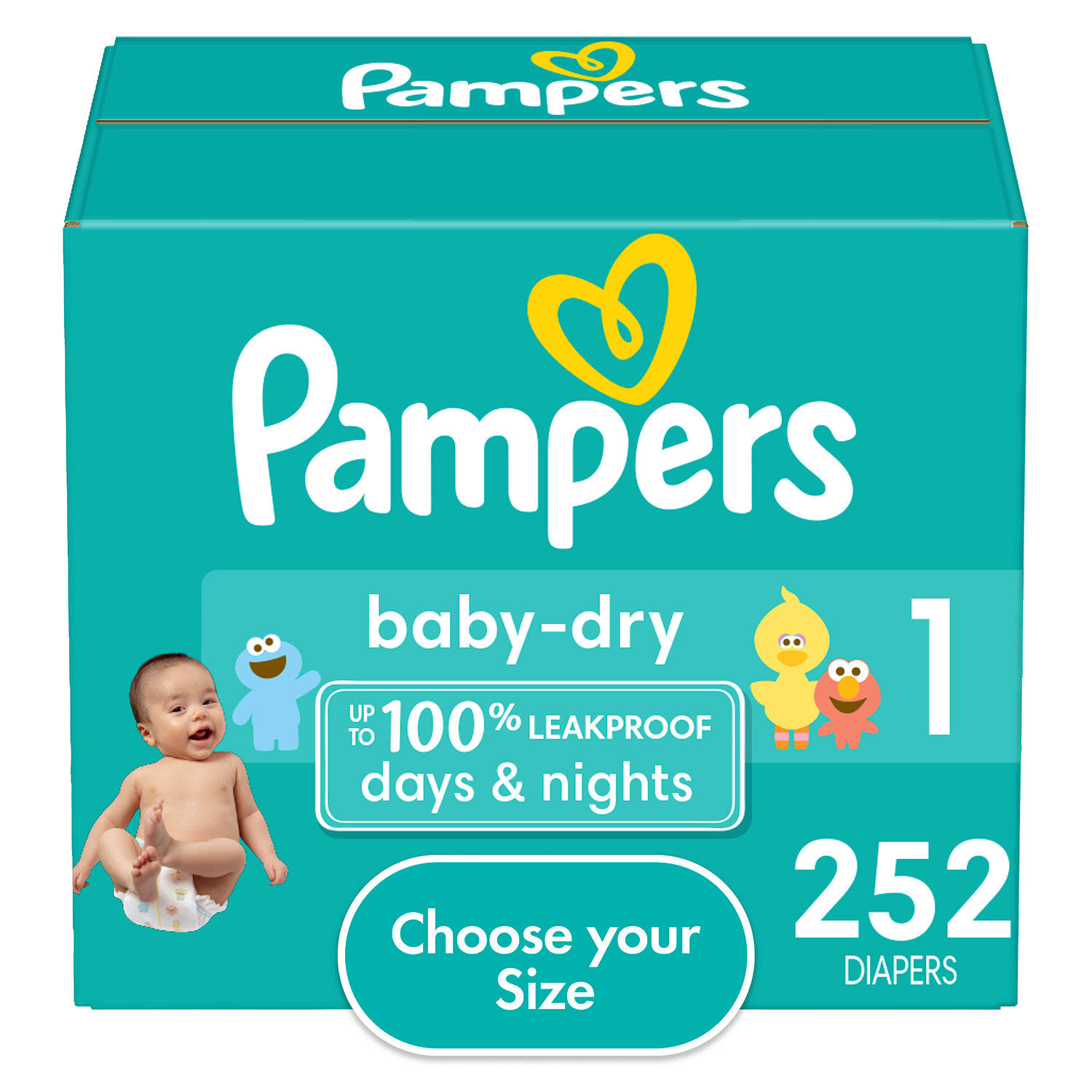 Pampers Baby Dry One-Month Supply Diapers, Size 1 - 252 ct.