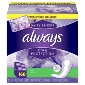 Always Xtra Protection Daily Liners Long With Purse Pouch 160