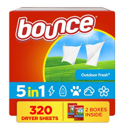 Bounce Fabric Softener Dryer Sheets, Outdoor Fresh (160 ct./pk., 2 pk.) - Sam's Club