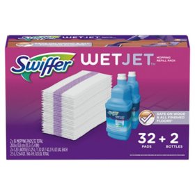 Swiffer Wetjet Mopping Refill Pack 32 Refill Pads Plus 2 Bottles