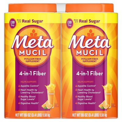 UPC 037000978480 product image for Metamucil Fiber 4-in-1 Psyllium Fiber Supplement Powder, Orange (55 oz, 2 pk.) | upcitemdb.com