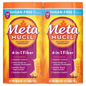 Metamucil Psyllium 4in1 Fiber Sugar-Free Powder, Orange, 26.6 oz., 2 pk.