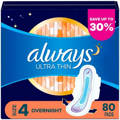 Always Ultra Thin Overnight Pads with Flexi-Wings, Unscented