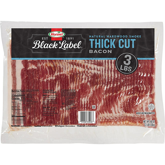 Hormel Black Label, Thick Cut Bacon 3 lbs.
