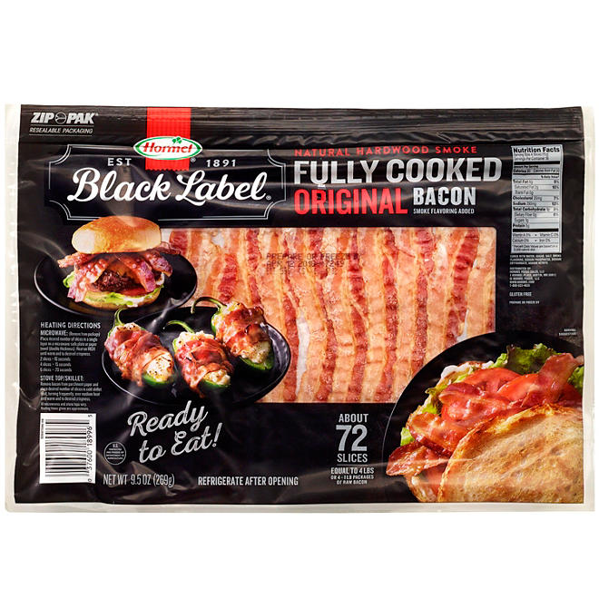 Hormel Black Label Fully Cooked Bacon (9.5 oz., 72 ct.)