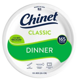 Chinet Classic Dinner Paper Plates, 10-3/8", 165 ct.