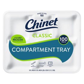 Chinet Classic Compartment Tray, 10.38" x 8.39" 100 ct.