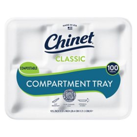 Chinet Classic Compartment Tray, 10.38" x 8.39" 100 ct.