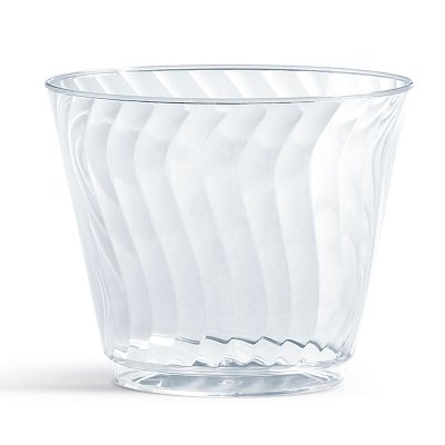 Kaya Plastic Crystal Cups- 9 oz Clear Round 20 Pcs