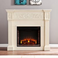 Del Ray Electric Fireplace - Ivory