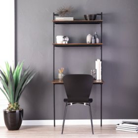 Haeloen Wall Mounted Floating Desk Dark Tobacco And Black