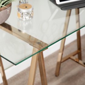 Needham Metal Glass Sawhorse Desk Sam S Club