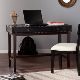 Rydona Faux Leather Writing Desk Black Espresso Sam S Club