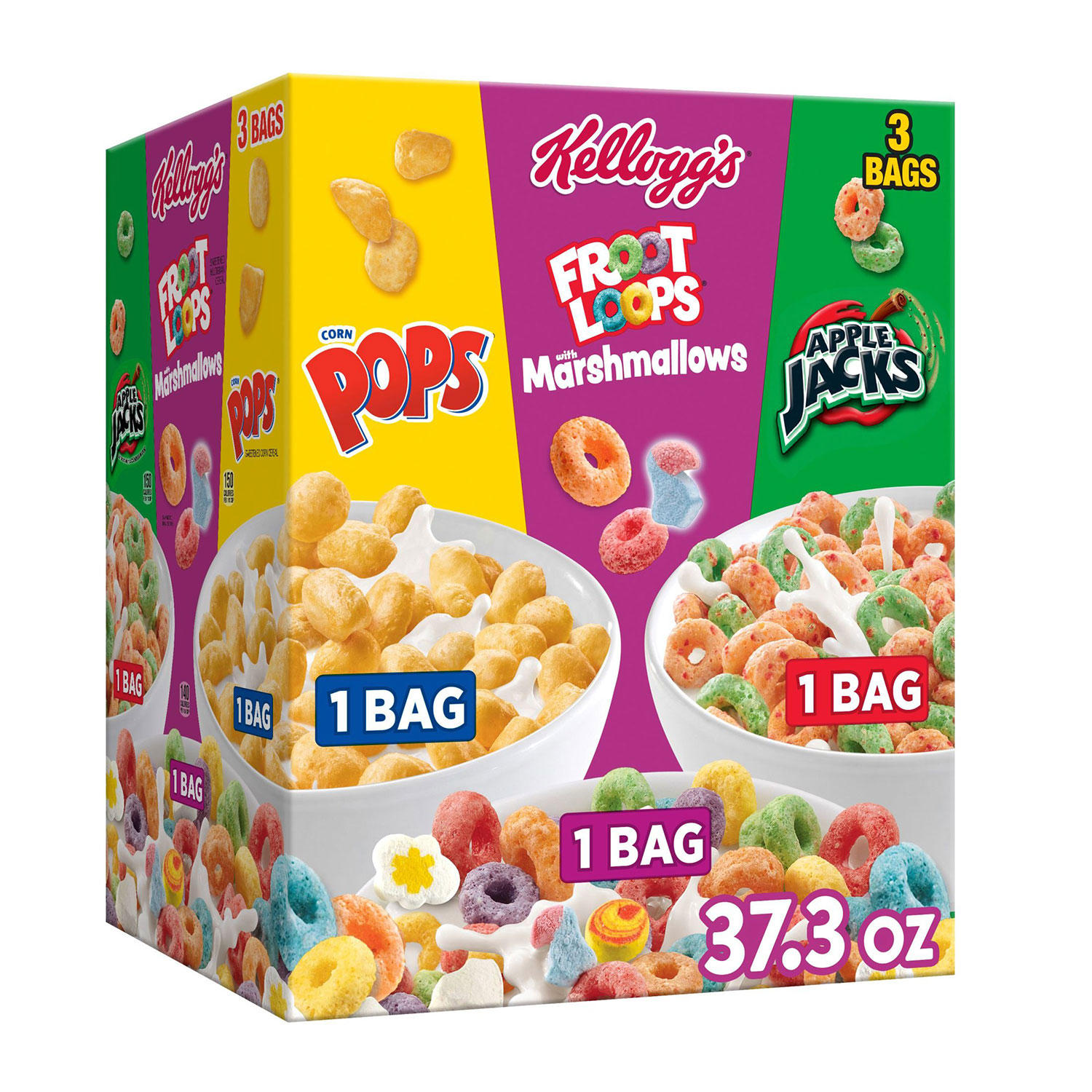 Kellogg's Cereal, Variety Pack 37.3 oz, 3 pk.