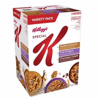  Kellogg's Special K Breakfast Cereal, Family Breakfast, Fiber  Cereal, Family Size, Variety Pack (3 Boxes)