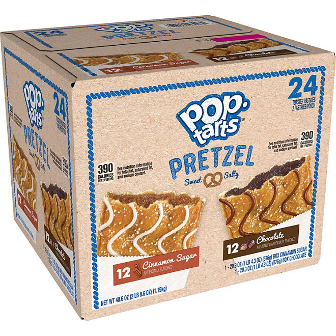 Pop-Tarts Pretzel Sweet & Salty Breakfast Toaster Pastries, Variety Pack (24 ct.)