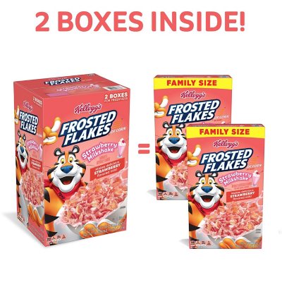 Kellogg's Frosted Flakes Strawberry Milkshake Cold Breakfast Cereal, 2 Pack/23 oz