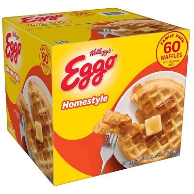 Kellogg's Eggo Frozen Waffles, Homestyle, Family Pack ( oz. box) - Sam's  Club
