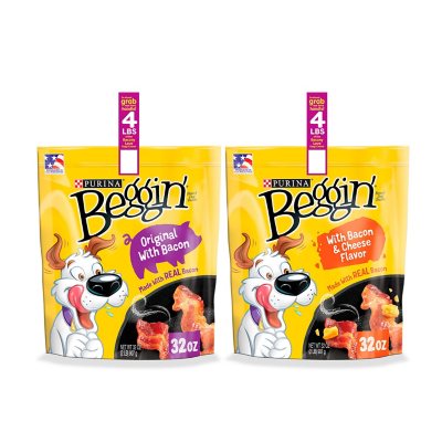 Purina Beggin' Strips Real Meat Dog Treats, Bacon & Bacon + Cheese Flavors  (32 oz., 2 pk.) - Sam's Club