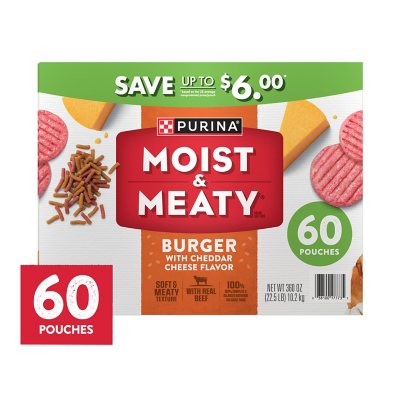 Purina Moist & Meaty Dog Food, Burger with Cheddar Cheese Flavor