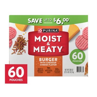 Purina Moist Meaty Dog Food Burger with Cheddar Cheese Flavor