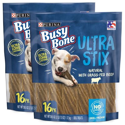 Busy Bone Ultra Stix Small/Medium Dog Treats, with Grass-Fed Beef (32 ct.)  - Sam's Club
