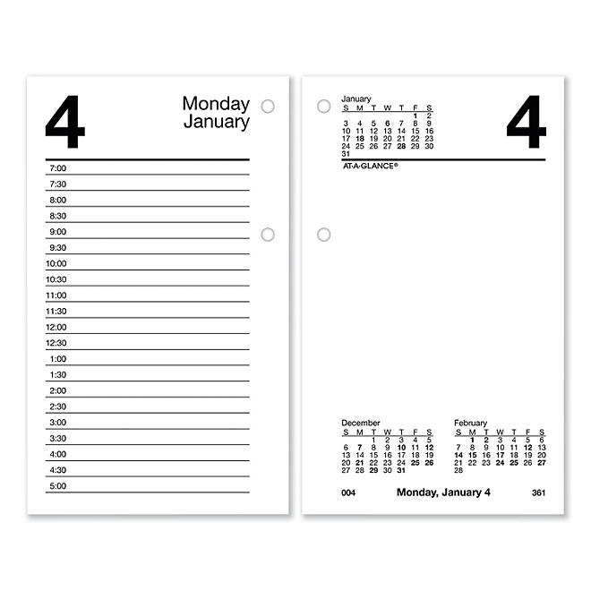 At-A-Glance Recycled Desk Calendar Refill, 3.5 x 6, White, 2022