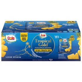 Dole Tropical Gold Pineapple Chunks, 15.25 oz., 6 pk.