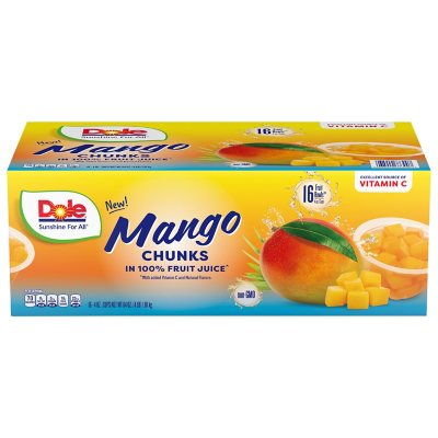 Dole Mango Fruit Cups in 100 Juice (4 oz., 16 pk.) Sam's Club