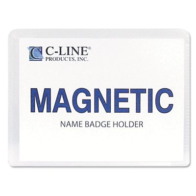 C-Line Magnetic Name Badge Holder Kit Horizontal 4W x 3H Clear 20/Box