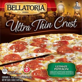 Bellatoria Ultra Thin Ultimate Pepperoni Pizza, Frozen, 3 pk.