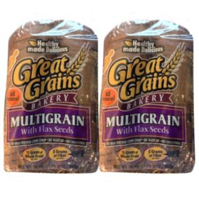 Great Grains Multigrain with Flax Seeds Bread 24 oz., 2 pk.